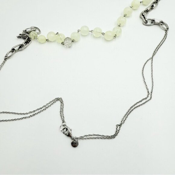 Loft Ann Taylor Silver Tone and Cream Acrylic Beaded Long Necklace - Picture 5 of 8